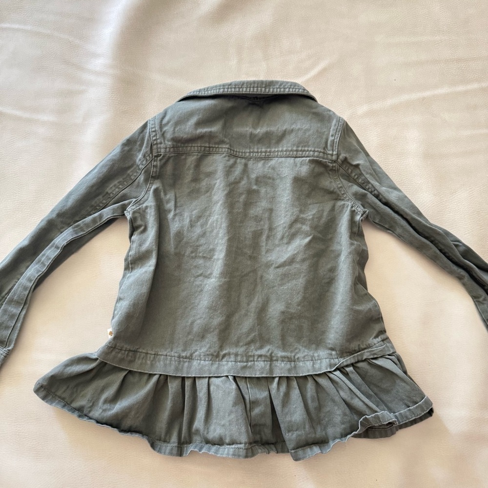 Kate Spade Girls Green Ruffled Field Jacket Gold Buttons Pockets - Picture 8 of 8